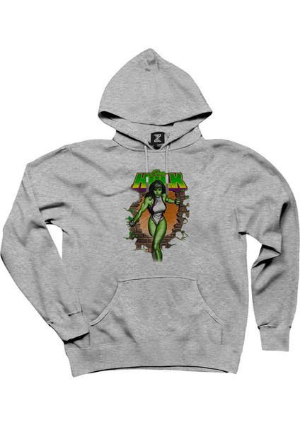 She Hulk Duvar Gri Kapşonlu Sweatshirt Hoodie