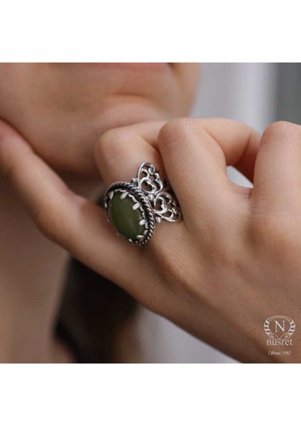 Nusrettaki 925 Ayar Gümüş Konstantinopol Tasarım Ceyid Taşlı Yüzük