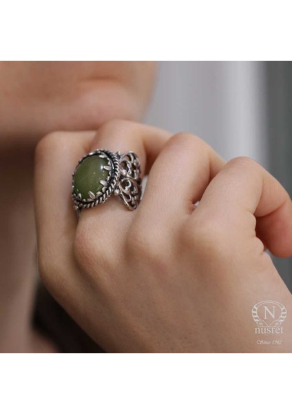 Nusrettaki 925 Ayar Gümüş Konstantinopol Tasarım Ceyid Taşlı Yüzük indirimleri