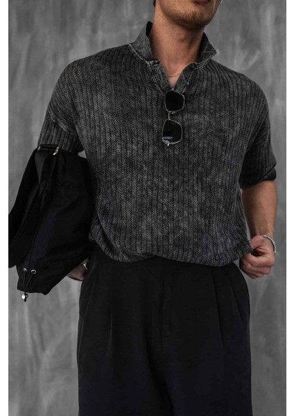 Erkek Polo Yaka Regular Fit Triko T-Shirt Siyah fırsatları