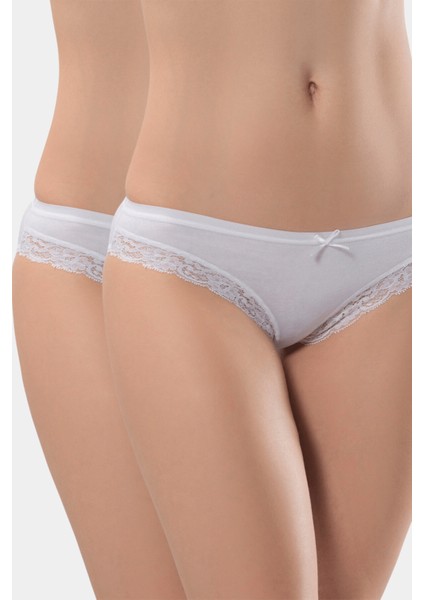 Kadın Likralı Fistolu Bikini (2'li Paket) 238/BEYAZ