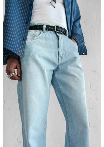 Erkek Baggy Fit Jean Açık Mavi modelleri