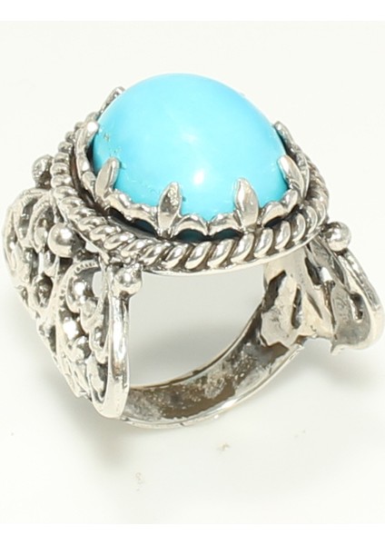 Nusrettaki 925 Ayar Gümüş Konstantinopol Tasarım Firuze Taşlı Yüzük