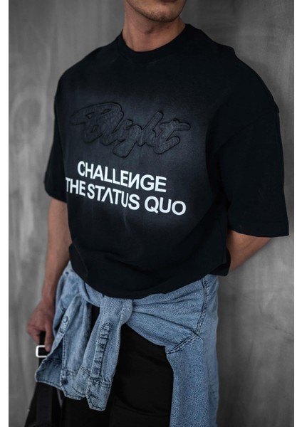 Erkek Oversize Baskılı Yıkamalı T-Shirt Siyah fiyatları