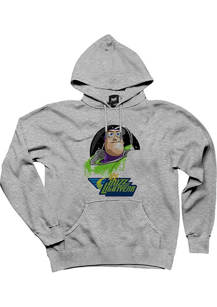Buzz Lightyear Gri Kapşonlu Sweatshirt Hoodie