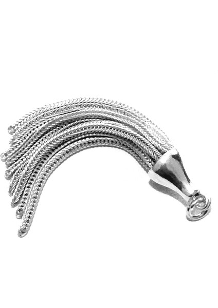 Kolye Küpe Tesbih Için 925 Ayar Sade Gümüş Püskül 5 cm 5.5 Gram No. 6796