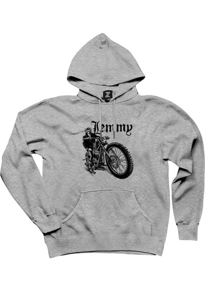 Motörhead Lemmy Kilmister Motorbike Gri Kapşonlu Sweatshirt Hoodie