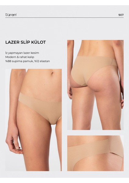 Kadın Lazer Kesim Pamuklu Bikini Külot 907/VIZON
