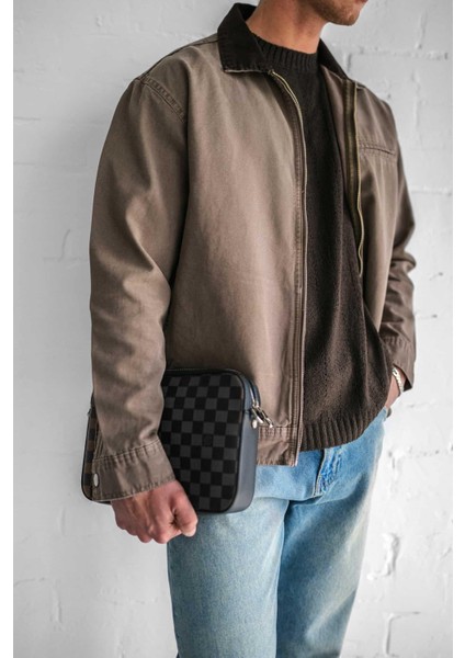 Erkek Kontrast Yakalı Regular Fit Denim Ceket Açık Kahve modelleri