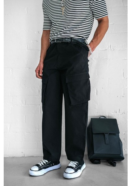 Erkek Kargo Cepli Esnek Baggy Pantolon Siyah fiyatları