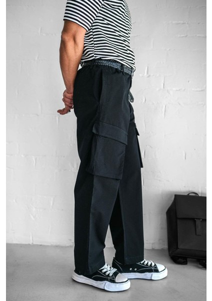 Erkek Kargo Cepli Esnek Baggy Pantolon Siyah fırsatları