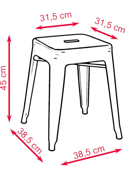 Tolix Metal Tabure (4 Adet)