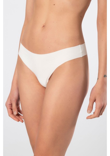 Kadın Lazer Kesim Pamuklu String Külot 912/EKRU