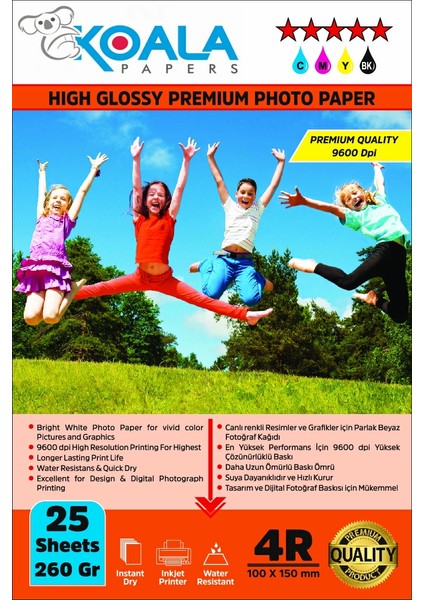EPSONT664/6641 L486 Evertday Premium Parlak 10X15CM Fotoğraf Kağıdı 260 Gr. 25 Adet