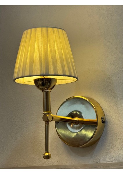 Osmanlı Ipeği Metal Duvar Aydınlatması Kablosuz Ledli Parlak Gold Aplik