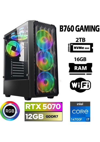 Thunder X150 I7 14700F 16GB Ddr5 Ram 2tb M.2 Nvme SSD 12GB RTX5070 Masaüstü Oyuncu Bilgisayarı