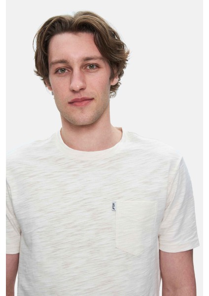 Caleb Kemik Rengi Bisiklet Yaka Cepli Standard Fit Erkek Tshirt fiyatları