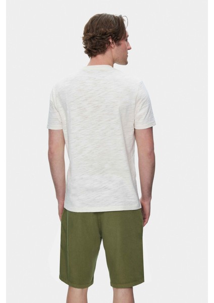 Caleb Kemik Rengi Bisiklet Yaka Cepli Standard Fit Erkek Tshirt indirimleri