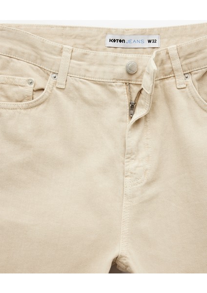 Normal Bel Pamuklu Cep Detaylı Bermuda Loose Fit Jean Şort