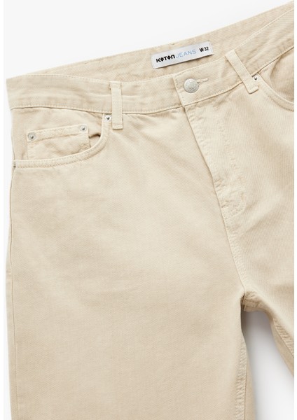 Normal Bel Pamuklu Cep Detaylı Bermuda Loose Fit Jean Şort