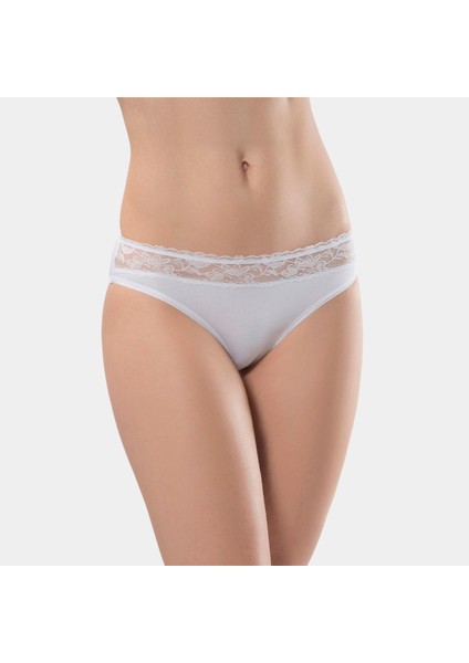 Kadın Beli Dantelli Likralı 2'li Pamuklu Bikini Külot 262/BEYAZ fiyatları