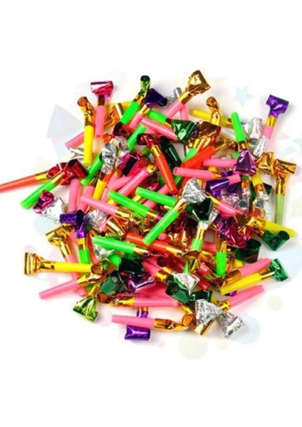 Sesli 50 Adet Kaynana Dilli Parti Düdüğü Karışık Renkli