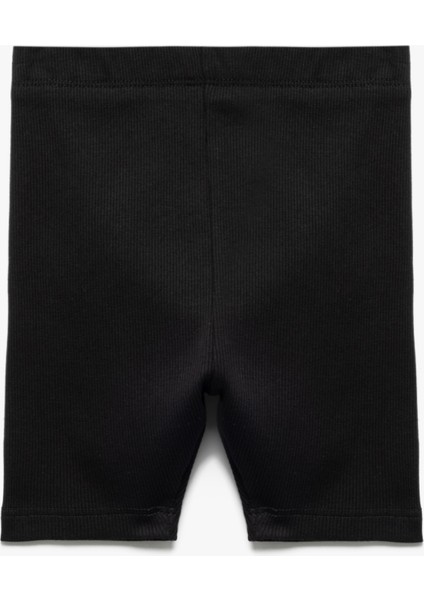 Pamuklu Lastik Detaylı Ribanalı Basic Kısa Tayt