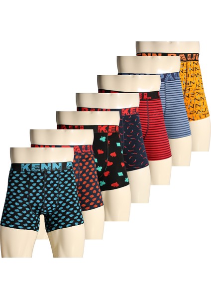 7'li Desenli Karışık Erkek Pamuk Boxer | Yumuşak Kumaş |