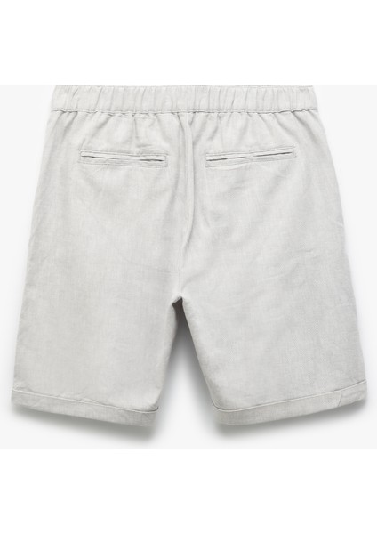 Düğmeli Bermuda Cepli Katlamalı Paça Keten Pamuk Karışımlı Chino Şort fiyatları