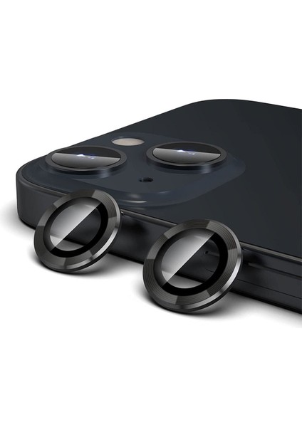 Iphone 13 Uyumlu Kamera Camı Lens Koruyucu Halka Set - Siyah