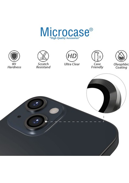 Iphone 13 Uyumlu Kamera Camı Lens Koruyucu Halka Set - Siyah