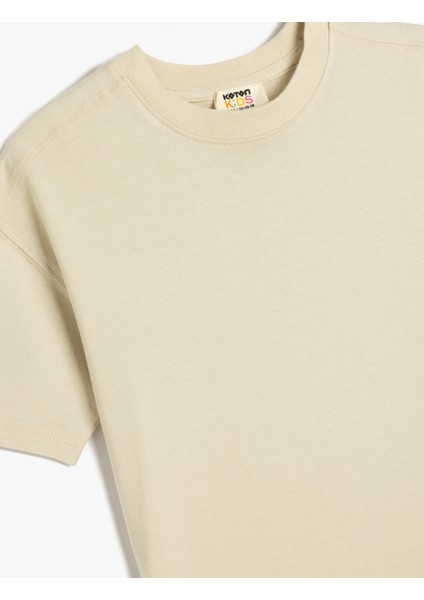 Basic Oversize Tişört Kısa Kollu Bisiklet Yaka Pamuklu