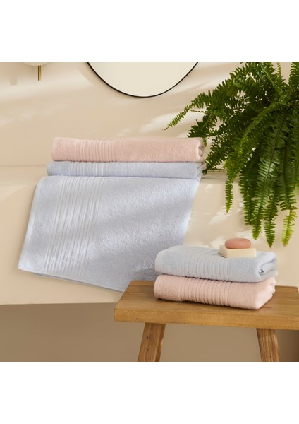 Line Soft Pamuk 4 Parça Hamam Seti Pudra-Mavi