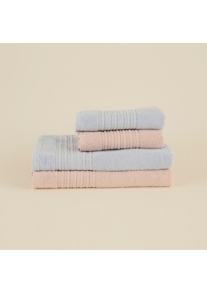 Line Soft Pamuk 4 Parça Hamam Seti Pudra-Mavi
