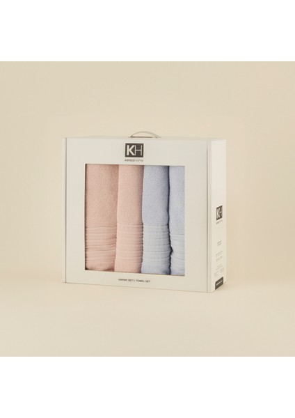 Line Soft Pamuk 4 Parça Hamam Seti Pudra-Mavi