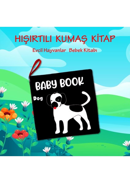 Ingilizce Siyah Beyaz Evcil Hayvanlar Kumaş Sessiz Kitap E496 - Bez Kitap , Eğitici Oyuncak , Yumuşak ve Hışırtılı fiyatları
