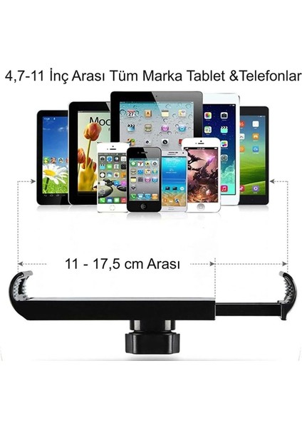 360 Derece Dönen Teleskopik Masaüstü Tablet Telefon Tutucu Ayarlanır Katlanır Seviyeli Tutucu Siyah
