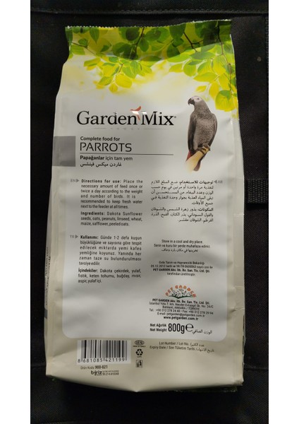 Gardenmix Platin Papağan Yemi 800G