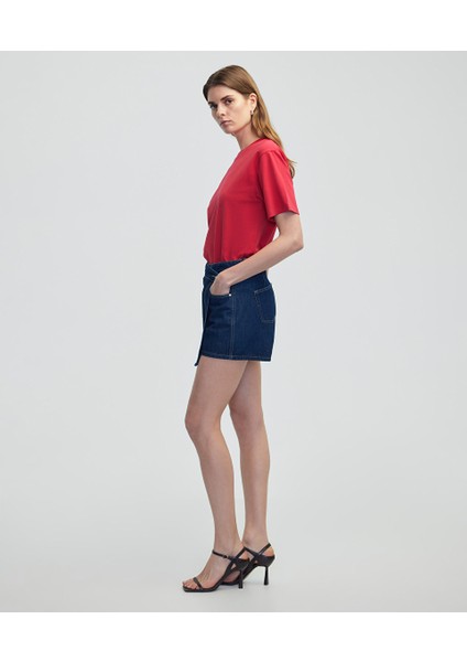 Cepli Anvelop Denim Şort Etek IS1250013074AC7