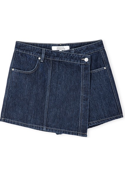 Cepli Anvelop Denim Şort Etek IS1250013074AC7
