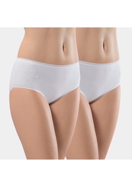 Kadın Ribanalı Dikişsiz 2'li Pamuklu Bikini Külot 234/BEYAZ