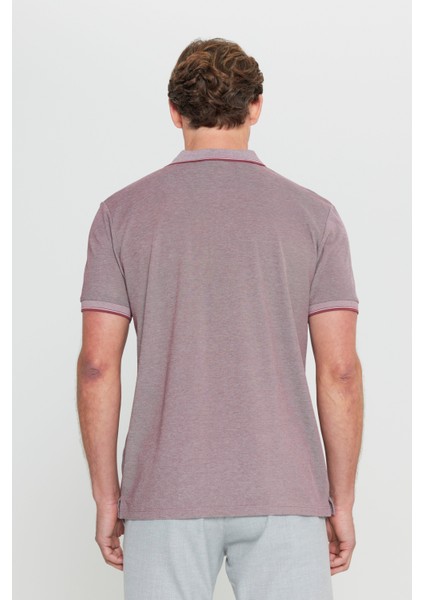 AC&Co / Altınyıldız Classics Erkek Çekmeyen Pamuklu Kumaş Regular Fit Rahat Kesim Bordo Kıvrılmaz Polo Yaka Cepli Tişört