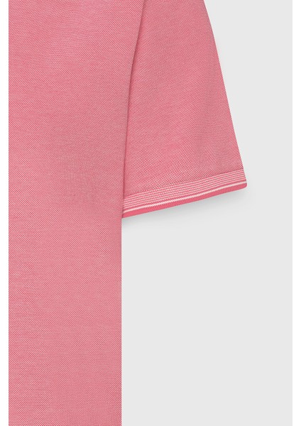 AC&Co / Altınyıldız Classics Erkek Çekmeyen Pamuklu Kumaş Slim Fit Dar Kesim Fuşya-Beyaz Kıvrılmaz Polo Yaka Tişört fırsatları
