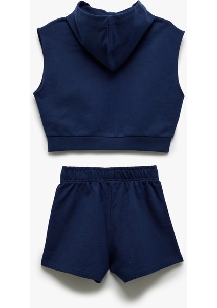 Pamuklu Kapşonlu Kolsuz Tişört ve Şort Seti fiyatları