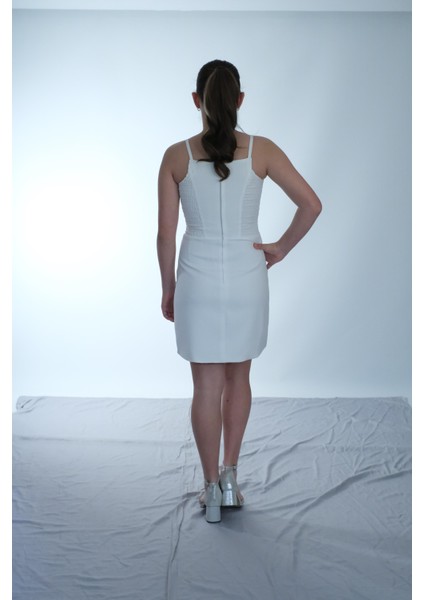 Kız Çocuk Abiye Krep Kumaş Krem Mini Şerit Taşlı Askılı Çıkabilen Tül Kuyruklu Abiye Elbise 10-15 Yaş fırsatları