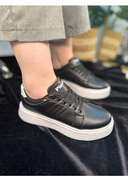 Günlük Kadın Spor Ayakkabı Ortopedik Vegan Deri Bağcık Hafif Kalın Yüksek Taban Yürüyüş Sneaker 102