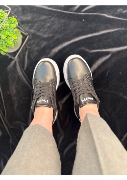 Günlük Kadın Spor Ayakkabı Ortopedik Vegan Deri Bağcık Hafif Kalın Yüksek Taban Yürüyüş Sneaker 102