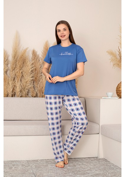 Slim Fit Desenli Kısa Kol Mevsimlik Kadın Pijama Takımı fiyatları