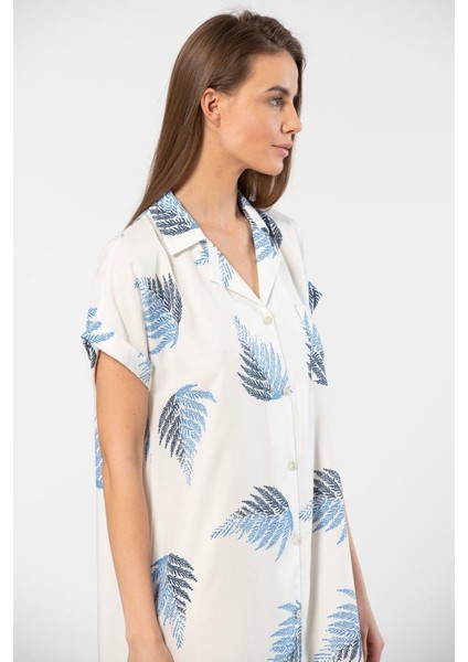 Kadın Desenli Dokuma Düğmeli Elbise fiyatları