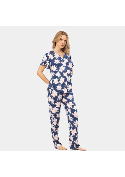 Patlı Örme Kısa Kol Pijama Takımı 3606/LACIVERT modelleri